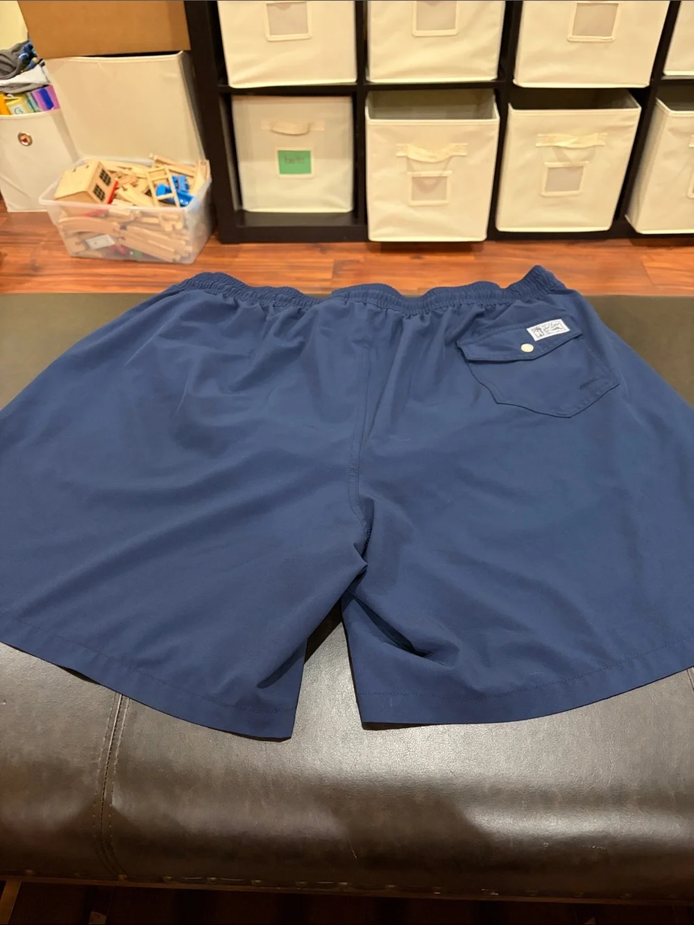 Polo by Ralph Lauren Navy Swim Trunks with White Drawstring and Red Pony